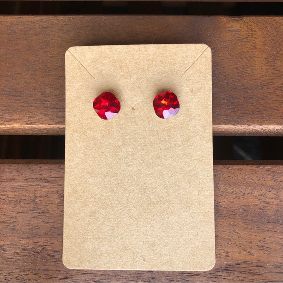 Ruby Red Studs | Christmas Earrings 🎄 - Picture 2 of 3